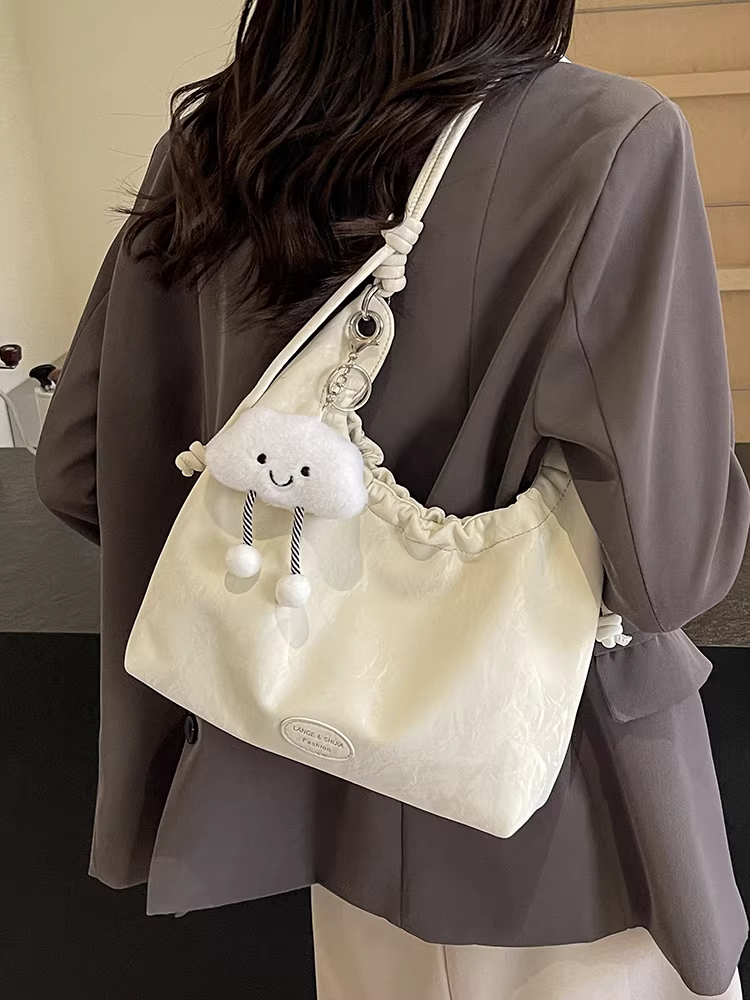 Túi xách nữ cỡ lớn 2025, kiểu dáng mới, đeo vai, xếp ly, thời trang, dành cho sinh viên, đi học, đi làm, túi tote