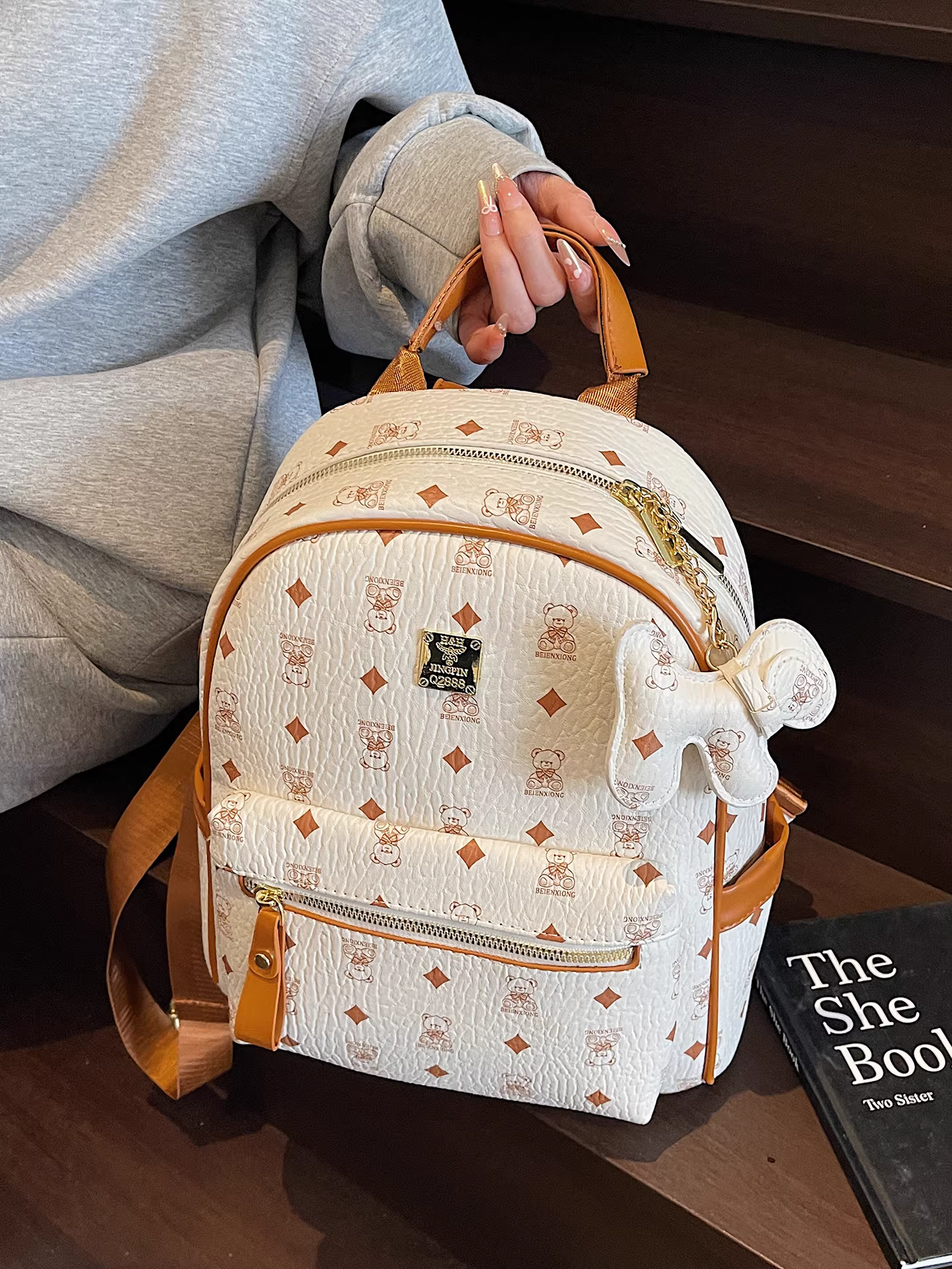 Ba lô sức chứa lớn dành cho nữ, túi đi học phong cách Hàn Quốc thời trang, túi leo núi ngoài trời theo xu hướng đường phố, ba lô du lịch