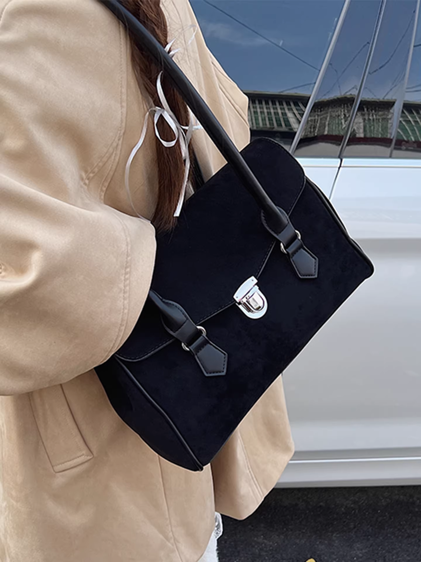 Túi da lộn cỡ lớn dành cho nữ, mẫu mới thu đông 2025, túi đeo vai đa năng, túi tote đi làm, đi chơi thường ngày