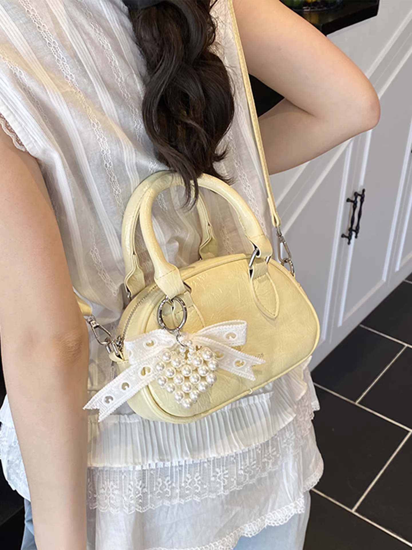 Túi xách nữ cao cấp mùa hè 2025, thời trang đa năng, đeo vai, đeo chéo, cầm tay, kiểu bowling