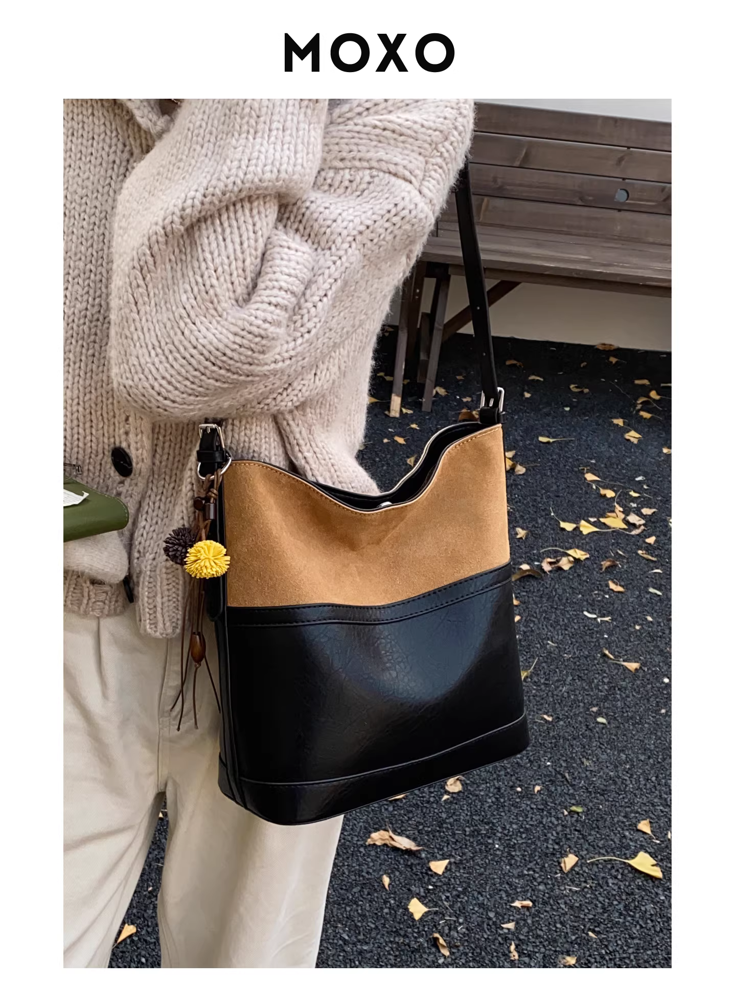 Túi đeo chéo nữ phong cách retro, chất liệu mờ, dung tích lớn, mẫu mới thu đông 2025, phối màu, túi đeo vai/chéo thời trang, túi bucket phổ biến dành cho người đi làm