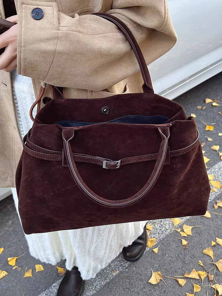 Túi da lộn nữ, dung tích lớn, mẫu mới thu đông 2025, đa năng, đeo vai, đeo nách, đi làm, đi chơi