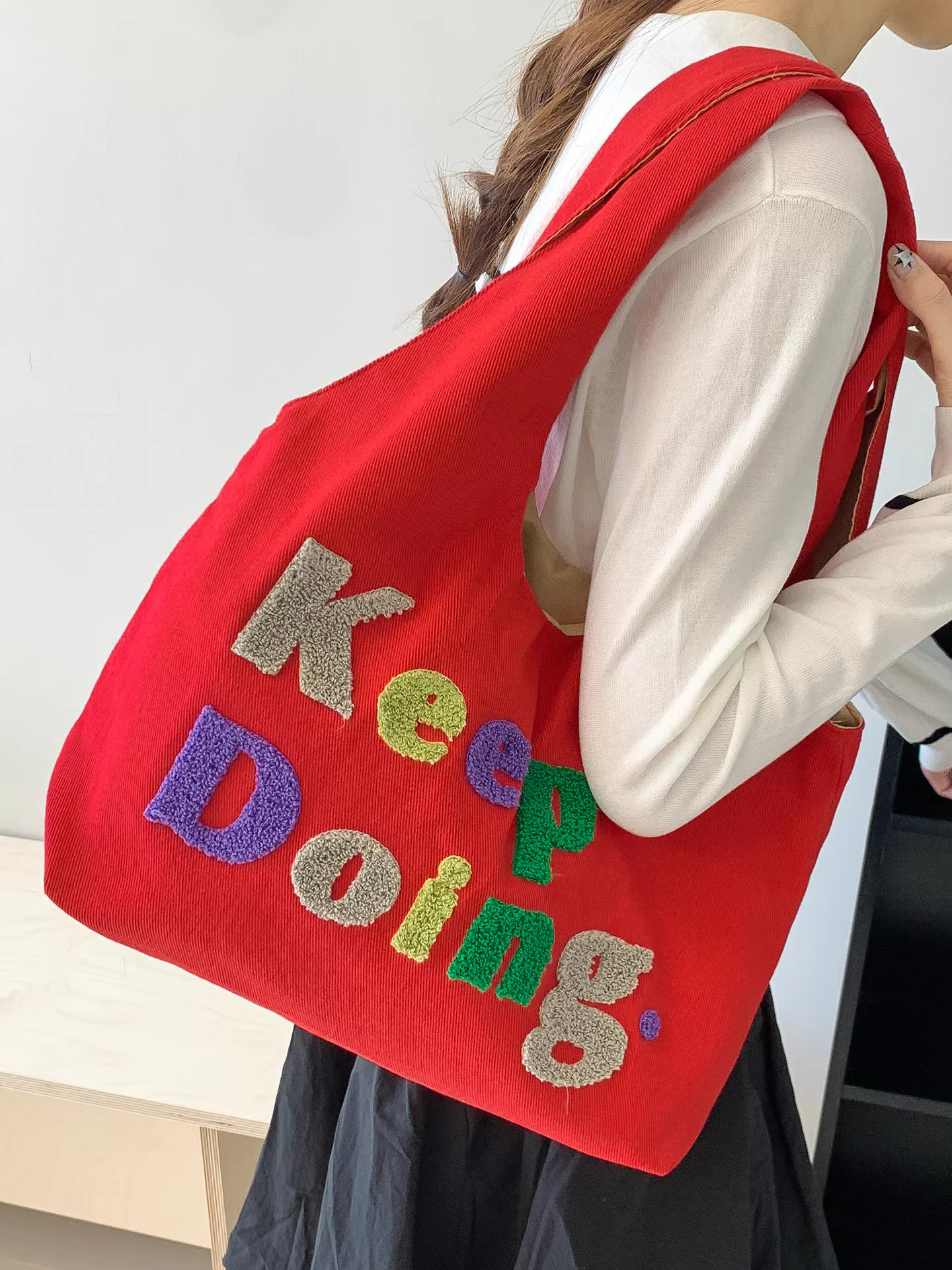 Túi vải bố nữ, dung tích lớn, mẫu mới thu đông 2025, đa năng, đeo vai, đi chợ, túi tote học sinh đi học.