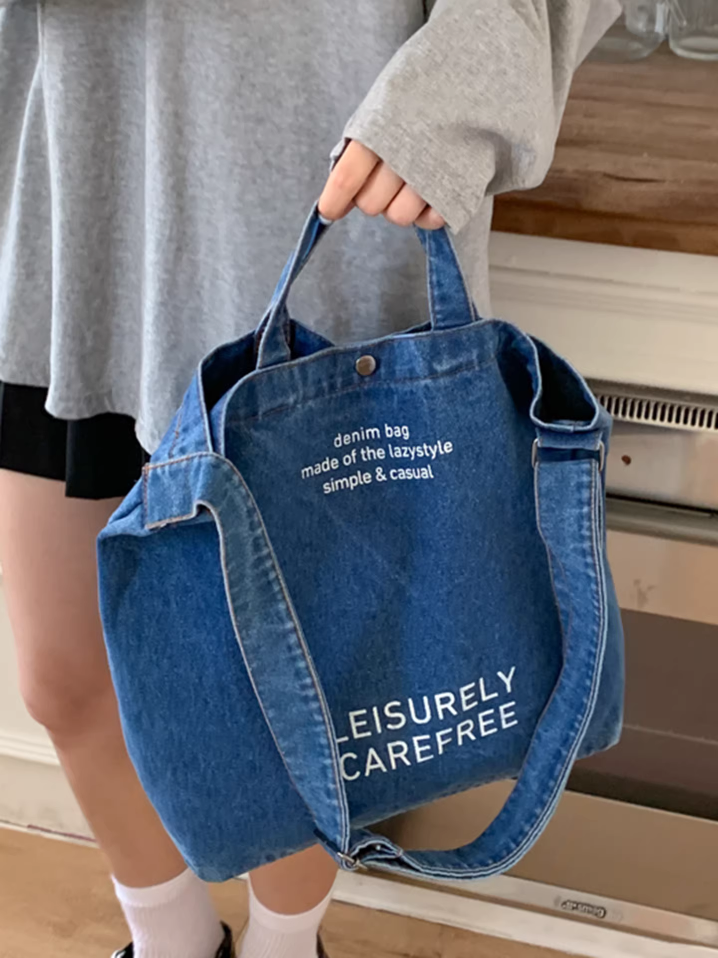Túi denim nữ, dung tích lớn, mẫu mới thu đông 2025, túi đeo chéo đa năng, túi xách dành cho học sinh đi học, túi tote.
