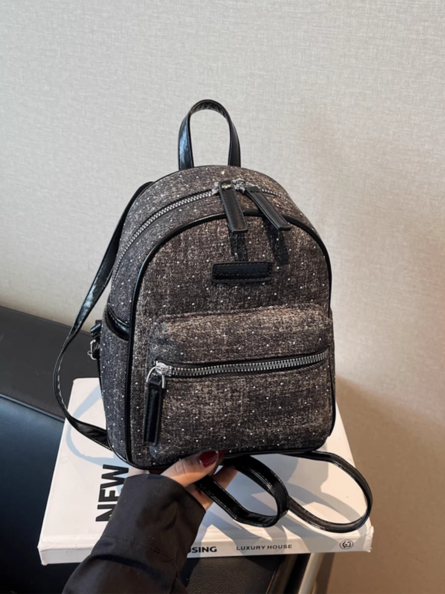 Ba lô denim dành cho nữ, thiết kế độc đáo thời trang, túi đi học phong cách Hàn Quốc giản dị, ba lô du lịch nhẹ