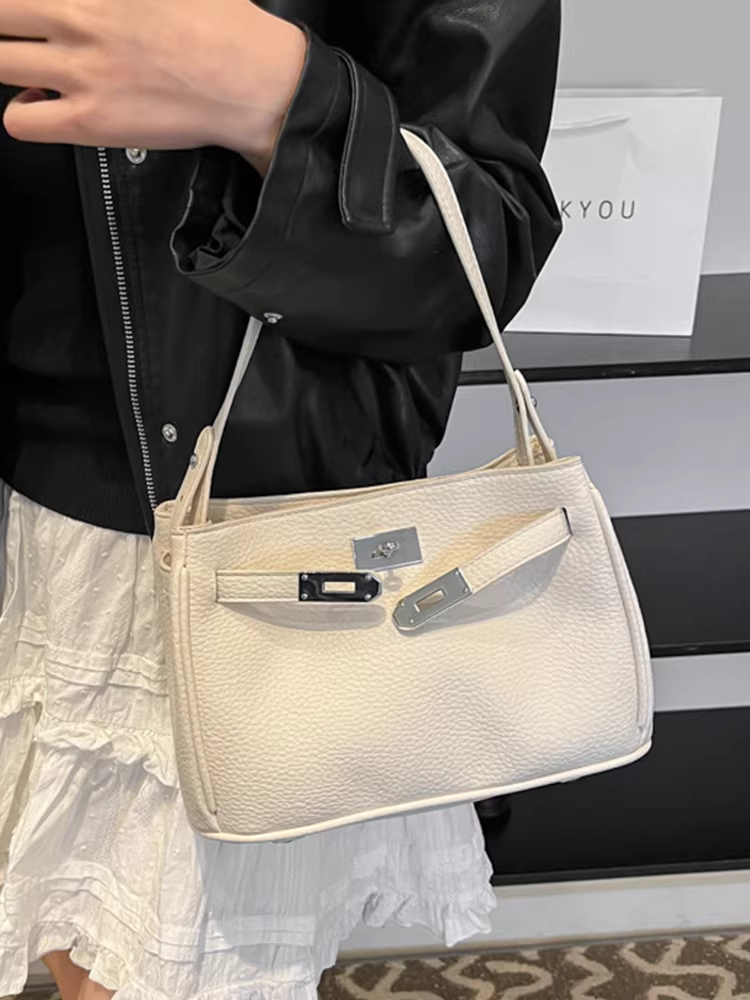 Túi xách nữ màu đỏ xuân hè 2025 thời trang mới đeo chéo một bên vai phong cách Hàn Quốc cao cấp kiểu Kelly