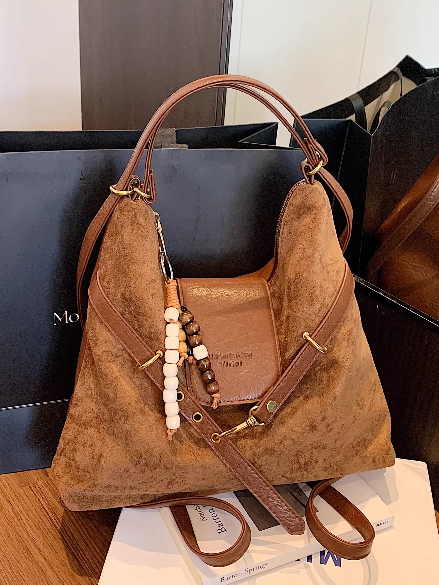 Túi đeo chéo kiểu retro mờ nhám dành cho nữ, dung tích lớn, phong cách giản dị, mẫu mới 2025, túi đeo vai độc đáo, balo đa năng