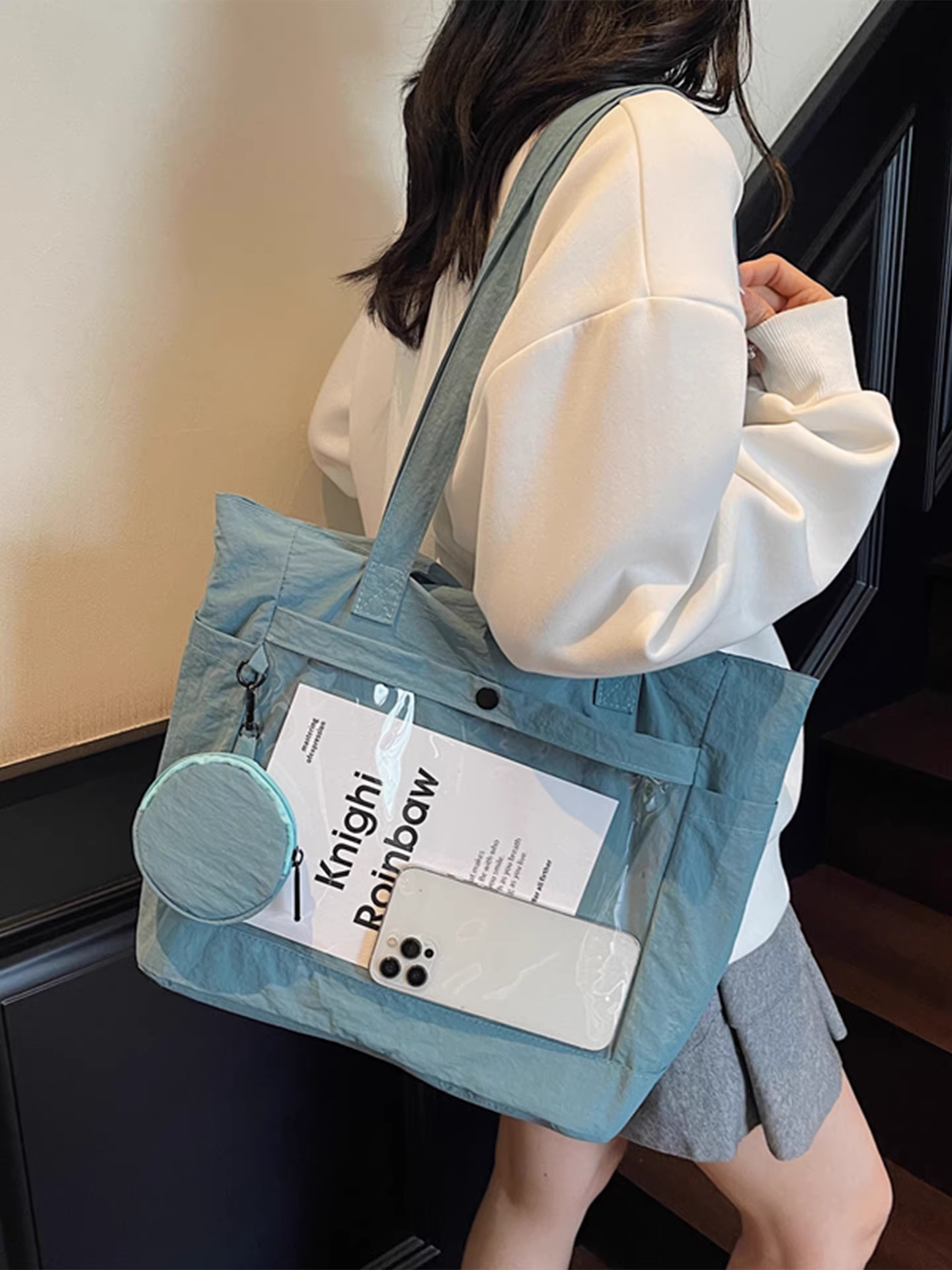 Túi vải canvas nữ, dung tích lớn, mẫu mới 2025, đa năng, đơn giản, đeo vai, túi tote học sinh đi học thường ngày.