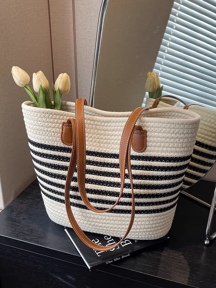 Túi cói đan tay cho nữ, dung tích lớn, kiểu mới 2025, túi cói thủ công, túi đi biển, túi cói.