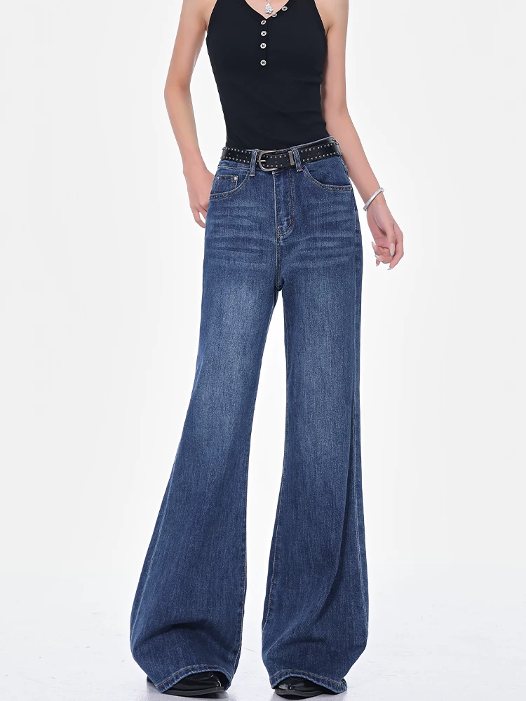 KEN STUDIO quần jean ống loe phong cách retro mới thu đông dành cho nữ, quần cạp cao, co giãn, thon gọn, quần ống loe hot girl.