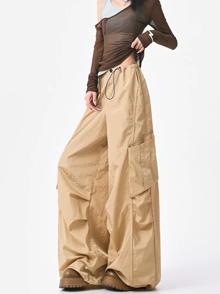 KEN STUDIO Quần cargo mỏng phong cách Mỹ cay cay dành cho nữ mùa hè mới quần rộng ống rộng khiêu vũ nhạc jazz