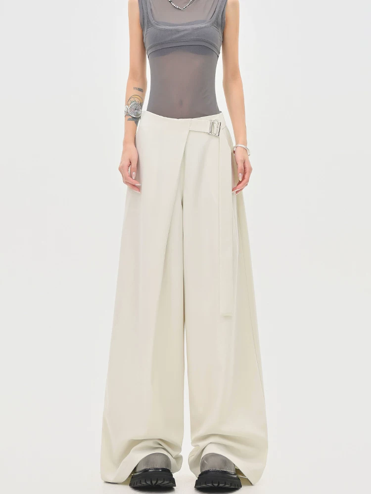 Quần tây màu mơ mới mùa hè của KEN STUDIO dành cho nữ với thiết kế thời trang, quần ống rộng lưng cao, quần dài chạm sàn.