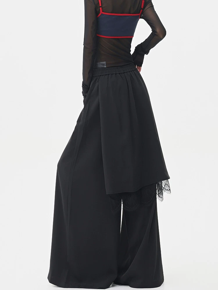 Quần âu giả hai mảnh lấy cảm hứng từ thiết kế của KEN STUDIO dành cho nữ, quần váy dáng rộng ống thẳng mùa hè mới, quần dài đến sàn