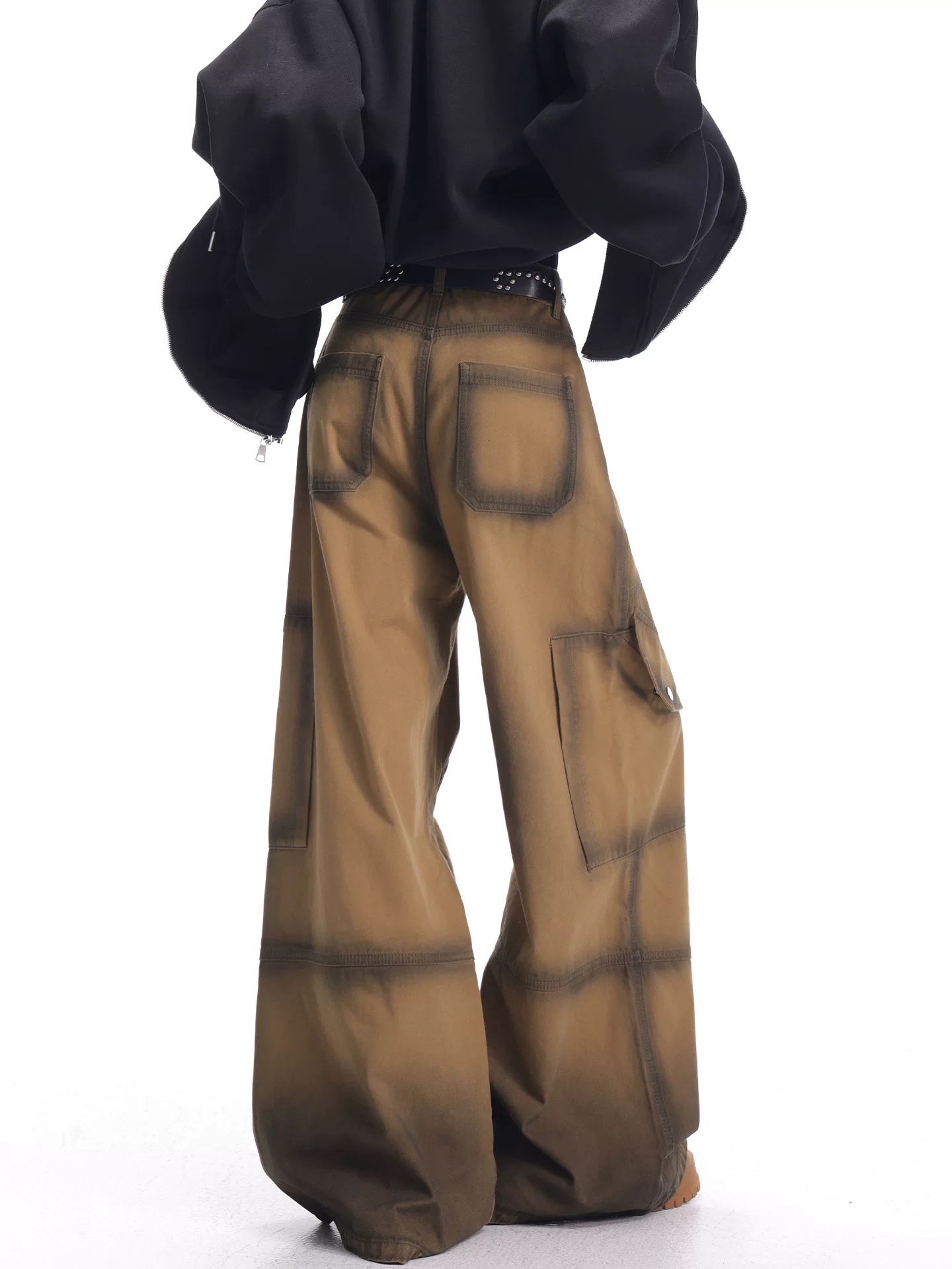 KEN STUDIO mùa thu đông mới quần kaki cổ điển quần kaki nữ Melard quần dài rộng đến sàn quần ống rộng quần dài