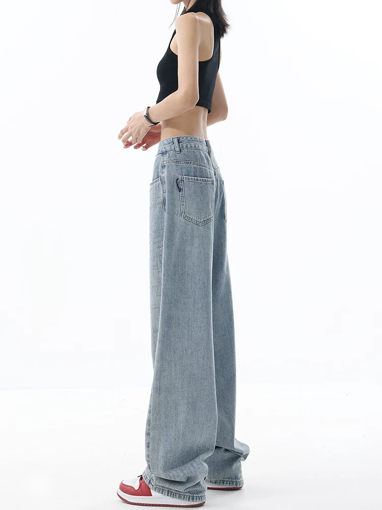 Quần jean denim xước đính đá thủ công kiểu mới xuân thu của KEN STUDIO dành cho nữ, thiết kế độc đáo, quần dài ống thẳng.