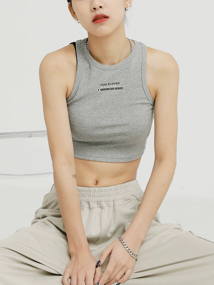 Áo ba lỗ màu đen của KEN STUDIO dành cho nữ, thiết kế độc đáo, phong cách mùa hè mới, áo sơ mi ngắn lưng cao