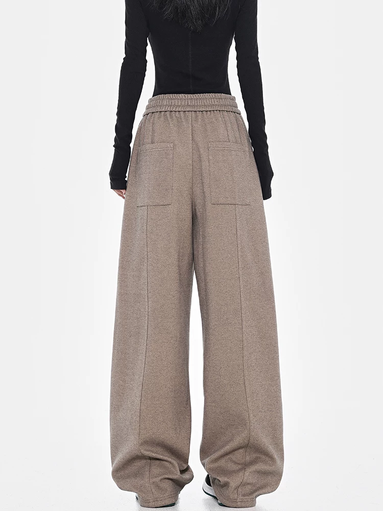 Quần dài ống rộng chất liệu dày dặn kiểu dáng lười biếng mùa thu đông của KEN STUDIO dành cho nữ