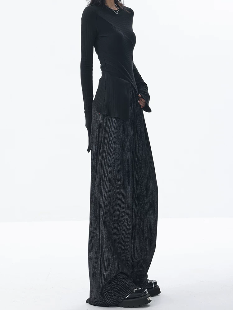 KEN STUDIO quần dài thường ngày mới thu đông dành cho nữ, dáng rộng, thon gọn eo, quần dài thiết kế họa tiết.