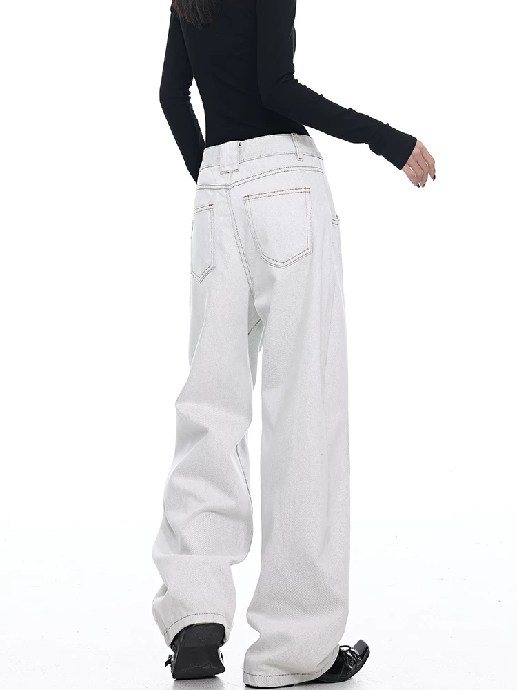 Quần jeans dáng rộng ống rộng phong cách đường phố mùa thu 2025 của KEN STUDIO, kiểu Mỹ cổ điển, thiết kế phá cách dành cho nữ