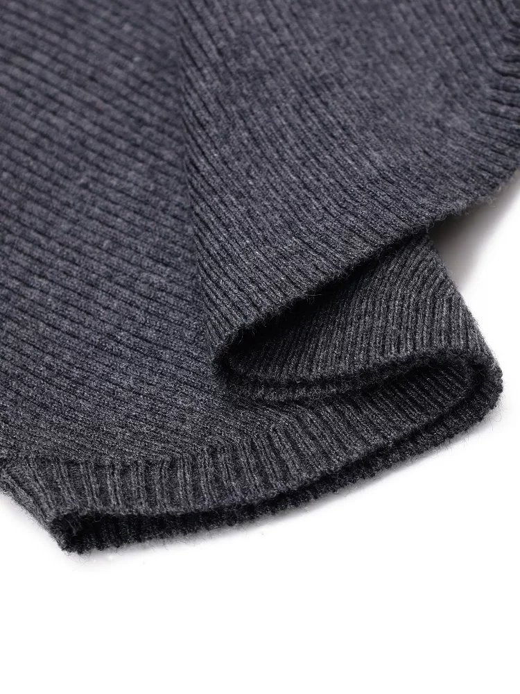 Áo len dệt kim giả hai mảnh màu xám của KEN STUDIO dành cho nữ, áo thun dài tay cổ polo dáng ôm mùa xuân thu, áo thun dài tay