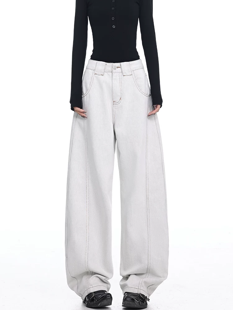 Quần jeans dáng rộng ống rộng phong cách đường phố mùa thu 2025 của KEN STUDIO, kiểu Mỹ cổ điển, thiết kế phá cách dành cho nữ