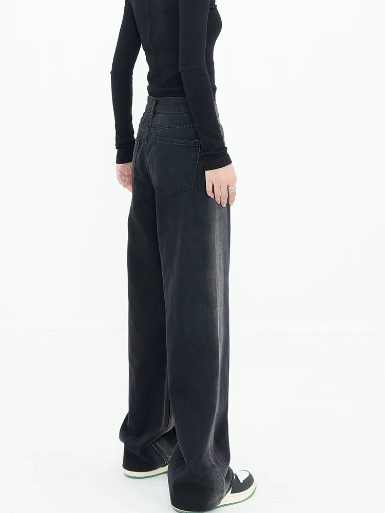 KEN STUDIO Quần jean lót lông cừu phong cách Mỹ mùa thu đông dành cho nữ, quần ống đứng kiểu dáng thời trang, quần thường ngày giúp thon gọn