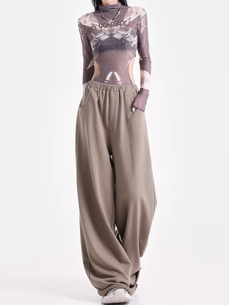 KEN STUDIO Quần âu ống đứng cạp cao kiểu Mỹ mới, dáng rộng và tôn dáng, cực dài dành cho người cao, quần thể thao