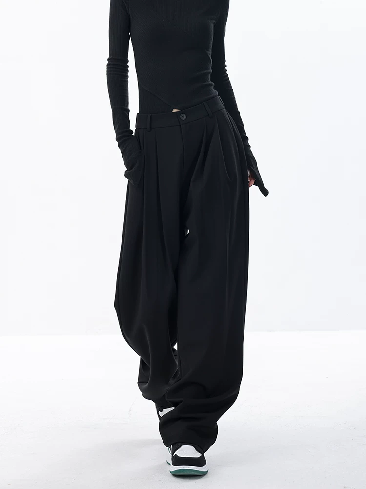 KEN STUDIO nguyên bản tối màu phong cách Yamamoto mùa thu quần ống rộng phù hợp với quần dài đến sàn quần ống thẳng unisex