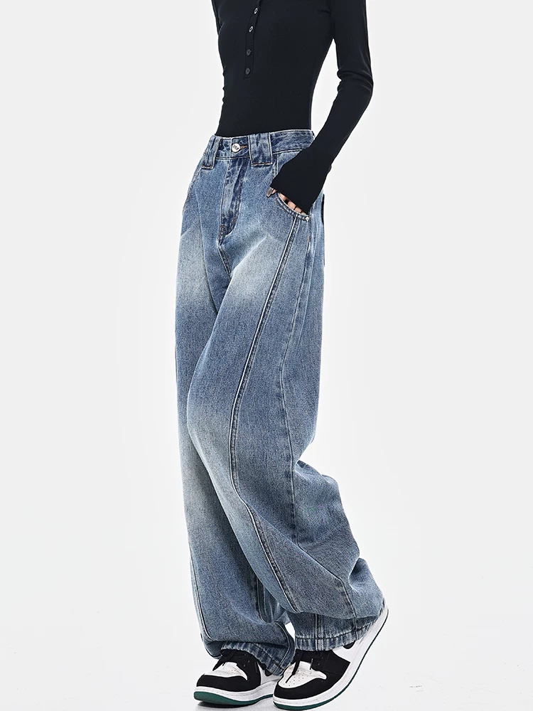 Quần jean lưỡi liềm và lưỡi kiếm lót lông cừu của KEN STUDIO dành cho nữ, quần dài kiểu cổ điển kiểu Mỹ, quần dài.