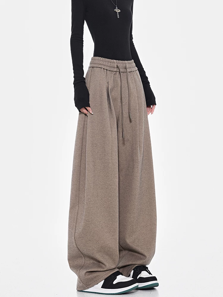 Quần dài ống rộng chất liệu dày dặn kiểu dáng lười biếng mùa thu đông của KEN STUDIO dành cho nữ