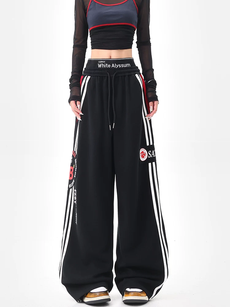 KEN STUDIO Quần thể thao dây rút có dây rút kiểu cổ điển kiểu Mỹ dành cho nữ quần ống rộng dáng rộng thẳng kiểu Mỹ