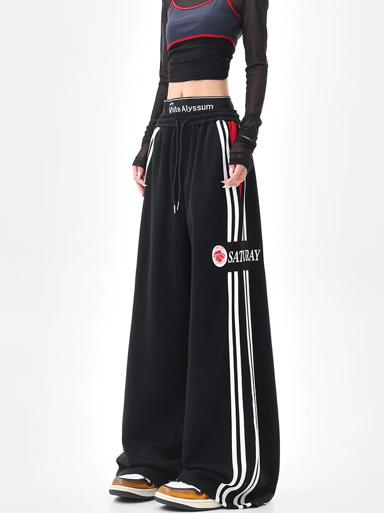 KEN STUDIO Quần thể thao dây rút có dây rút kiểu cổ điển kiểu Mỹ dành cho nữ quần ống rộng dáng rộng thẳng kiểu Mỹ