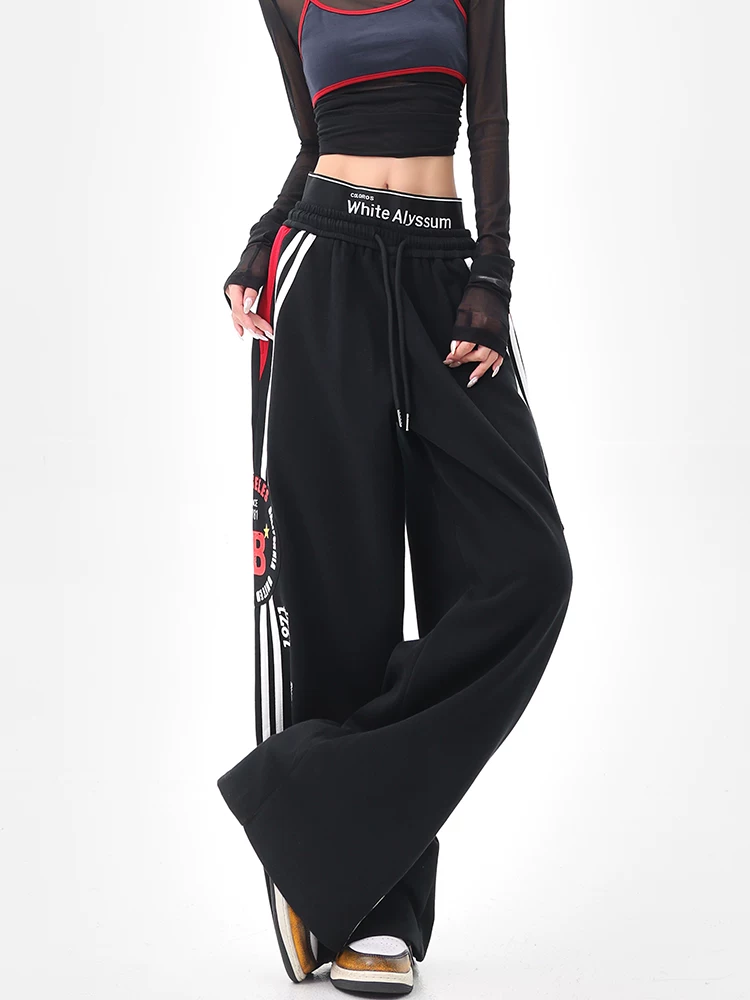 KEN STUDIO Quần thể thao dây rút có dây rút kiểu cổ điển kiểu Mỹ dành cho nữ quần ống rộng dáng rộng thẳng kiểu Mỹ