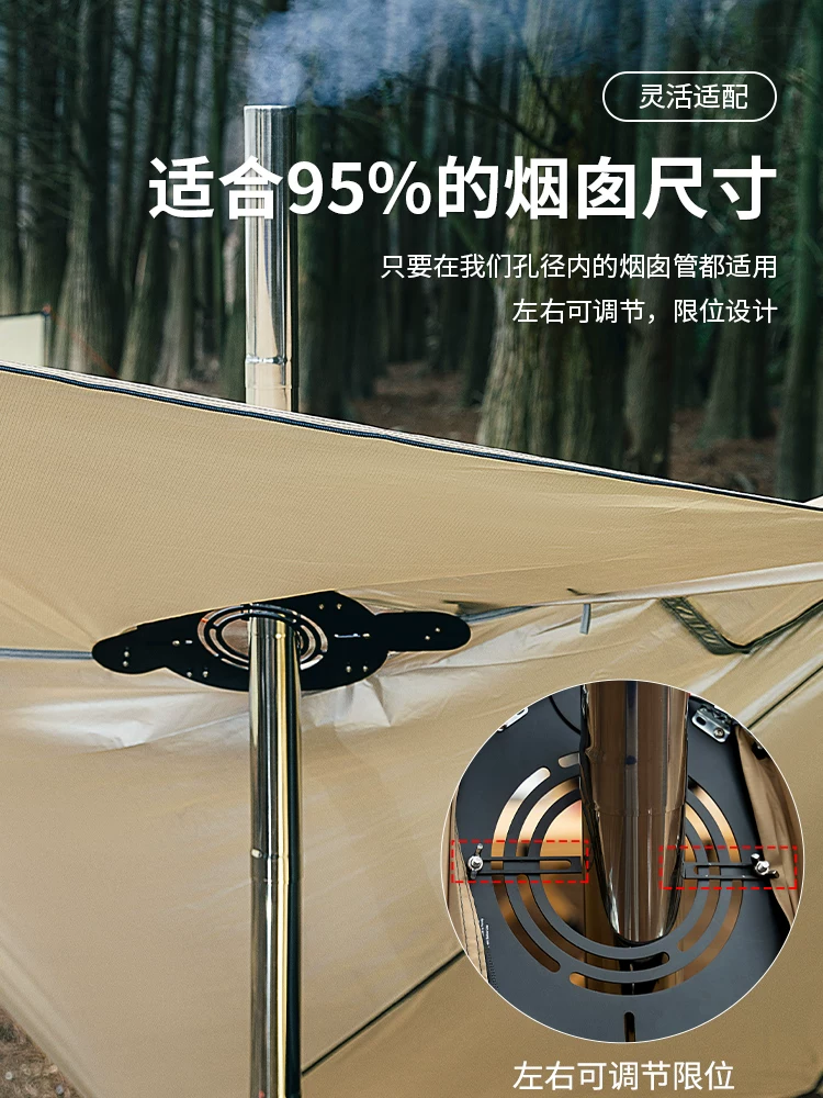 Ống khói lều ngoài trời tấm chống bỏng cắm trại bếp củi ống khói vòng cách nhiệt bằng hợp kim nhôm miệng ống khói phụ kiện không cần khoan