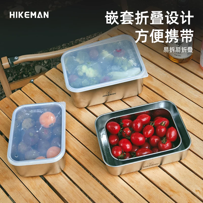 Hộp giữ lạnh cắm trại bằng thép không gỉ 304, hộp đựng đồ ăn ngoài trời, hộp bảo quản kín có nắp, hộp cơm trưa dã ngoại
