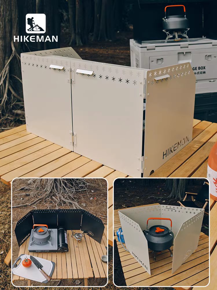 Vách chắn gió bếp gas ngoài trời, gấp gọn, để bàn, chống gió, dày dặn, có ngăn chứa đầu bếp gas