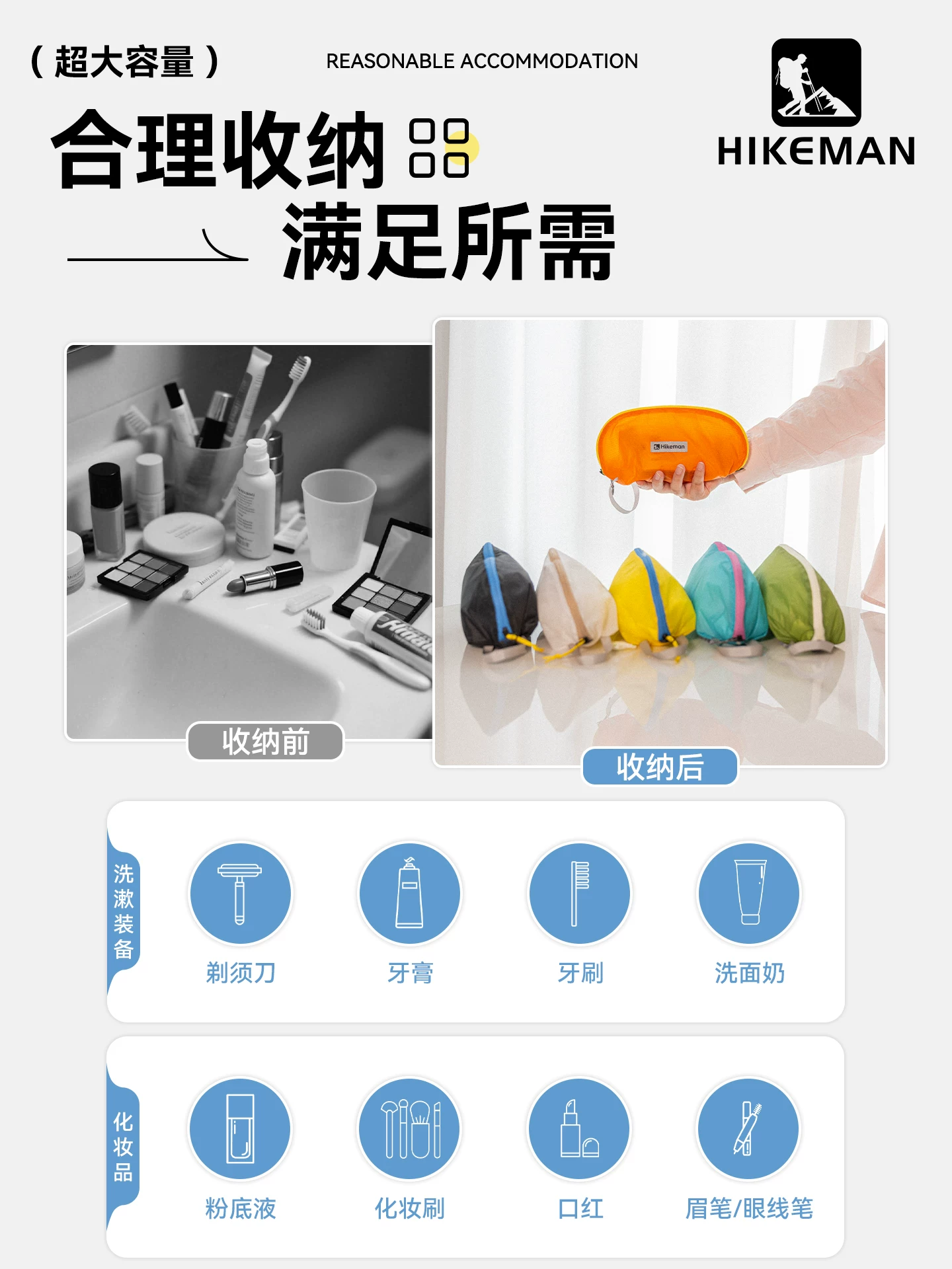 Túi đựng đồ vệ sinh cá nhân chống thấm nước cho chuyến công tác, chất liệu silicon 15D, túi đựng đồ vệ sinh và mỹ phẩm di động, nhẹ, tiện dụng cho các vật dụng ngoài trời