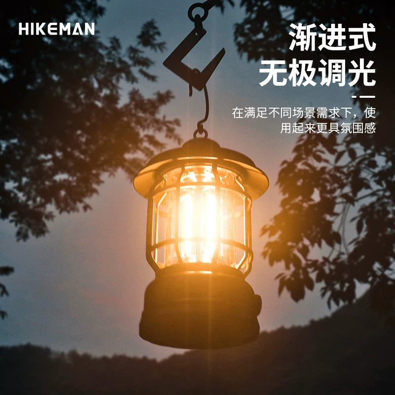 Đèn cắm trại ngoài trời kiểu cổ điển, di động, tạo không khí, đèn lều cắm trại sạc lại được, đèn mái che, thời lượng pin siêu dài