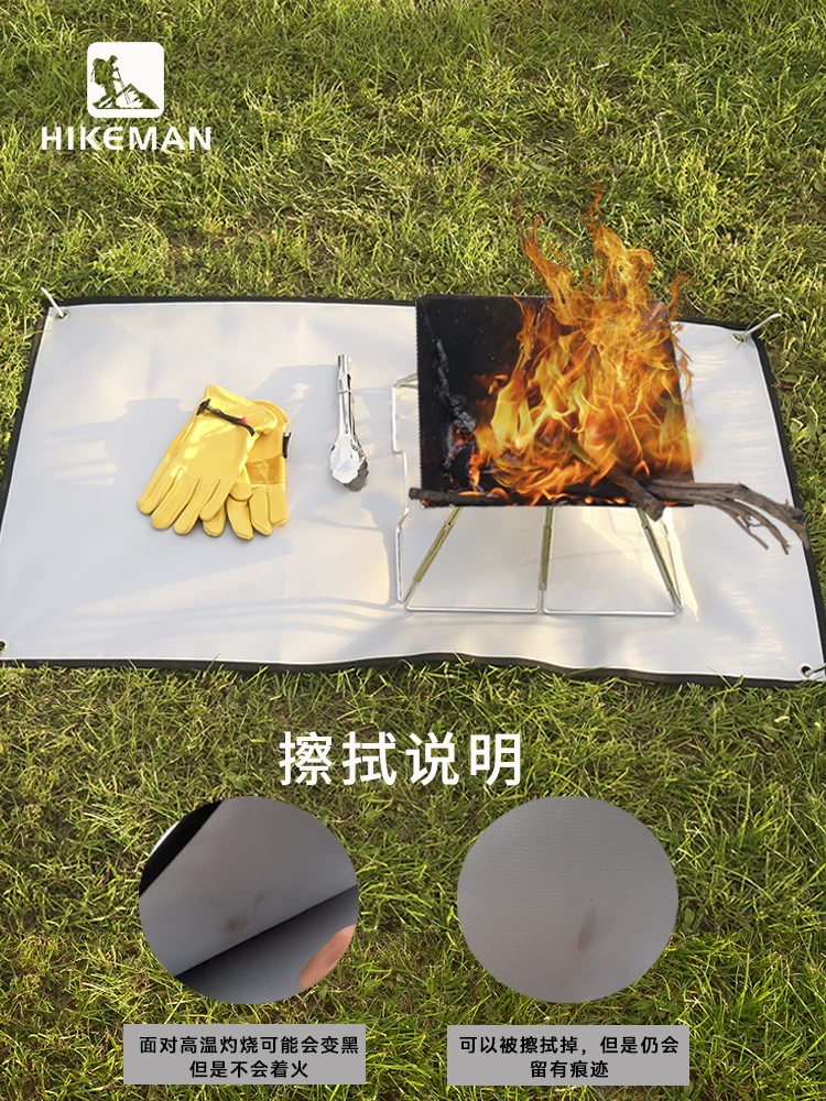 Thảm dã ngoại ngoài trời, vải chống cháy, thảm nướng thịt, chất chống cháy trên cỏ, chăn chữa cháy phủ silicon chịu nhiệt độ cao