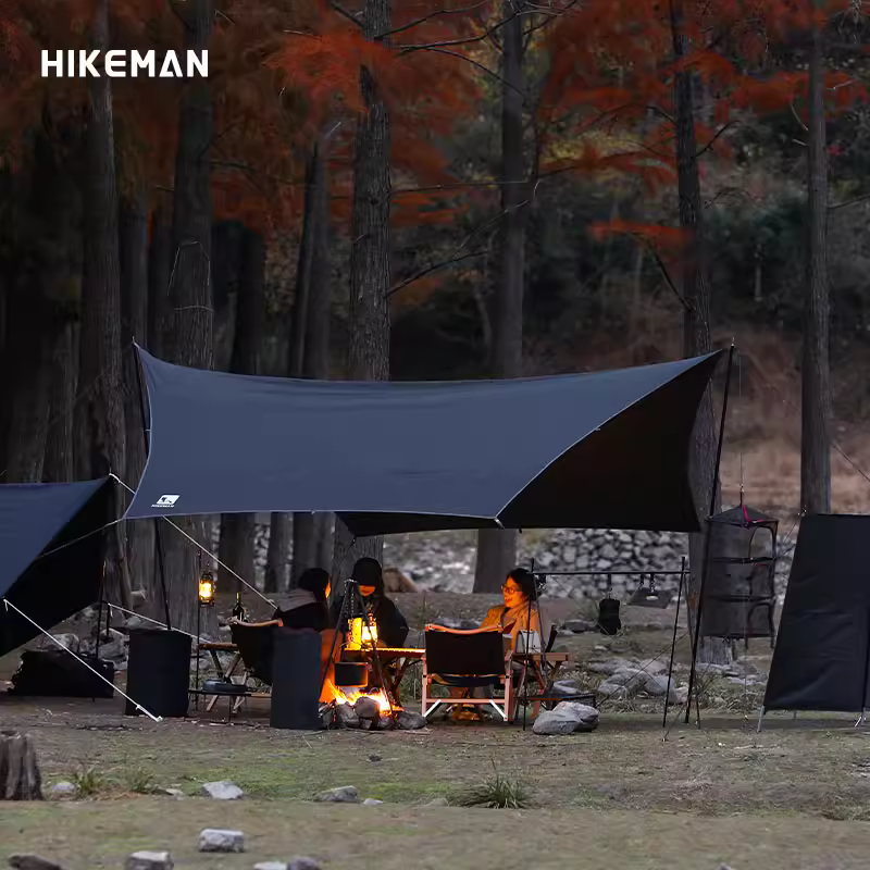 Lều che nắng ngoài trời cắm trại màu đen chống chịu thời tiết diện tích lớn che nắng dã ngoại chống nắng bãi biển chòi nghỉ dạng lục giác di động
