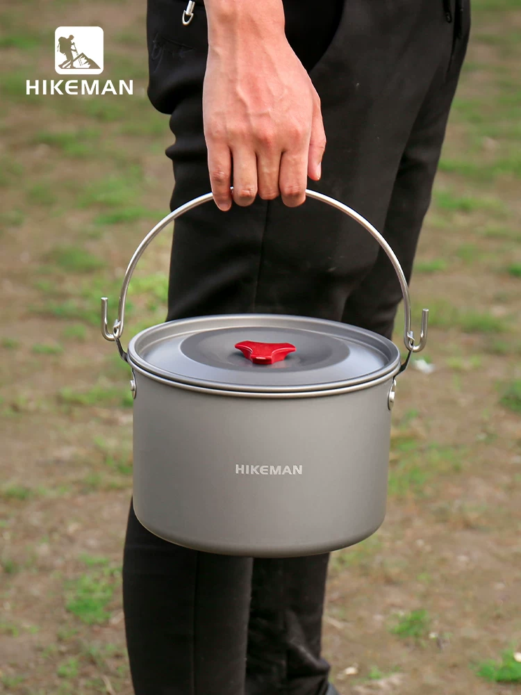 Nồi treo cắm trại ngoài trời dung tích lớn, giá ba chân nấu ăn, nồi di động 4L, nồi treo cắm trại, dụng cụ nấu ăn