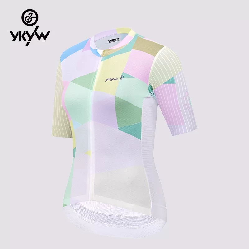 Áo thi đấu xe đạp tay ngắn kiểu thử thời gian YKYW dành cho nữ, mùa hè, xe đạp đường trường, 2 mẫu mới, thoáng khí, kiểu dáng khí động học