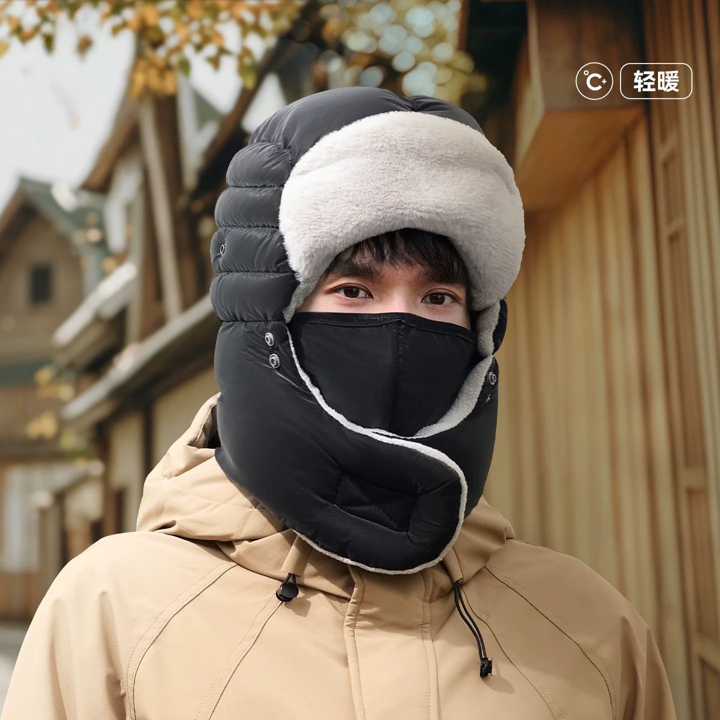 TKD2025 Mũ Lei Feng mới dành cho nam, đi xe đạp mùa đông, chống lạnh, chống gió, lót lông cừu, mũ cotton Đông Bắc ấm áp dành cho nữ trong mùa đông.