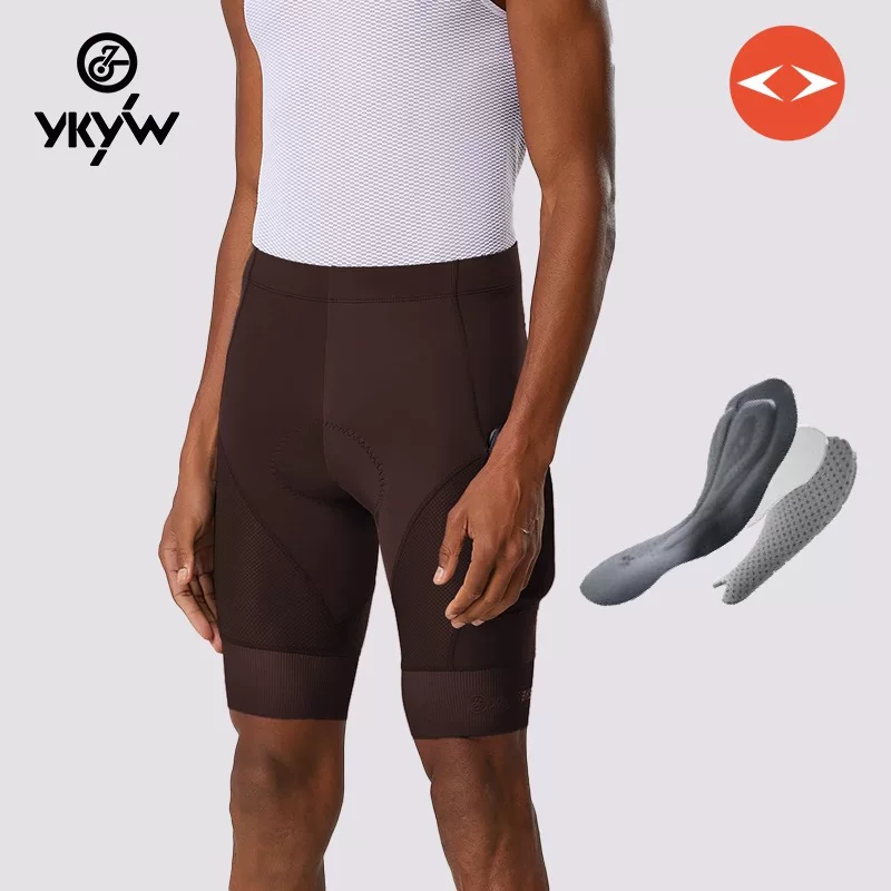 Quần short đi xe đạp có đệm hình mũi tên đôi YKYW dành cho nam, quần short đựng đồ mùa hè dành cho xe đạp và xe đạp leo núi, không dây đeo, co giãn và co giãn.