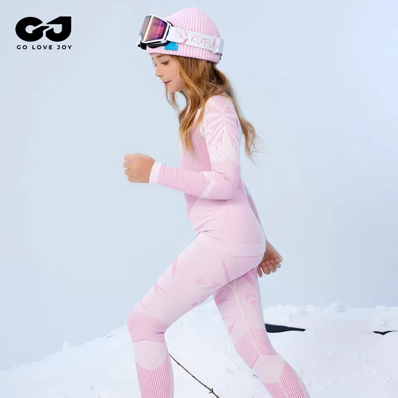 Bộ đồ thể thao nhanh khô dành cho nữ, quần áo tập thể dục mùa đông cho trẻ em, quần áo trượt tuyết, lớp lót bên trong dành cho trẻ lớn, đồ lót giữ nhiệt bó sát