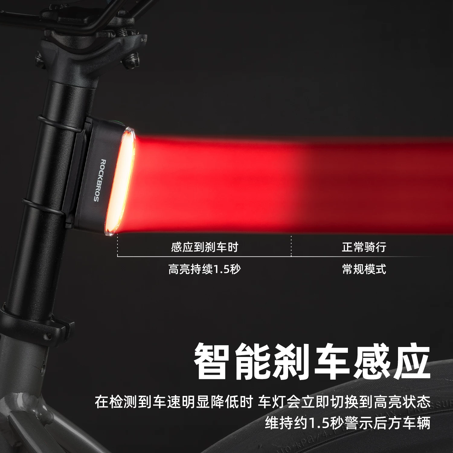 Đèn hậu xe đạp Rock Brothers từ tính thông minh đèn phanh thiết bị đạp xe xe đạp leo núi xe đạp đường bộ đi đêm đèn hậu