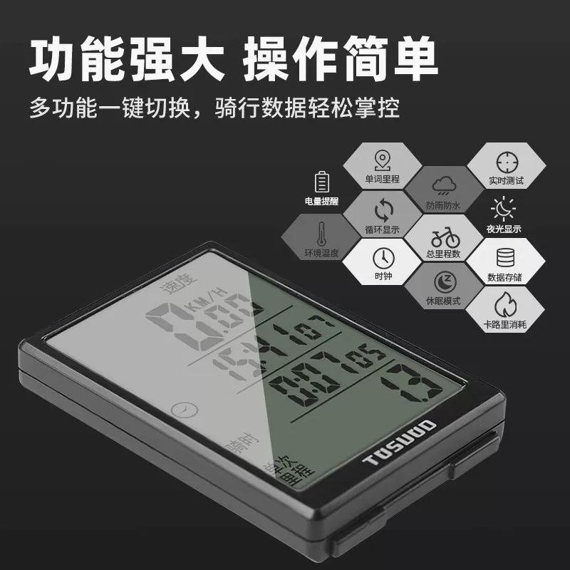 Máy đo tốc độ xe đạp leo núi Captain Tas không dây, chống nước, phát sáng, kèm giá đỡ mở rộng