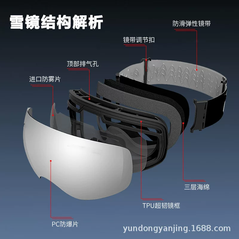 BLOCK MAN Kính trượt tuyết chống sương mù hai lớp từ tính dành cho nam và nữ của Zeiss Kính bảo vệ cận thị đơn và đôi chuyên nghiệp dành cho người cận thị