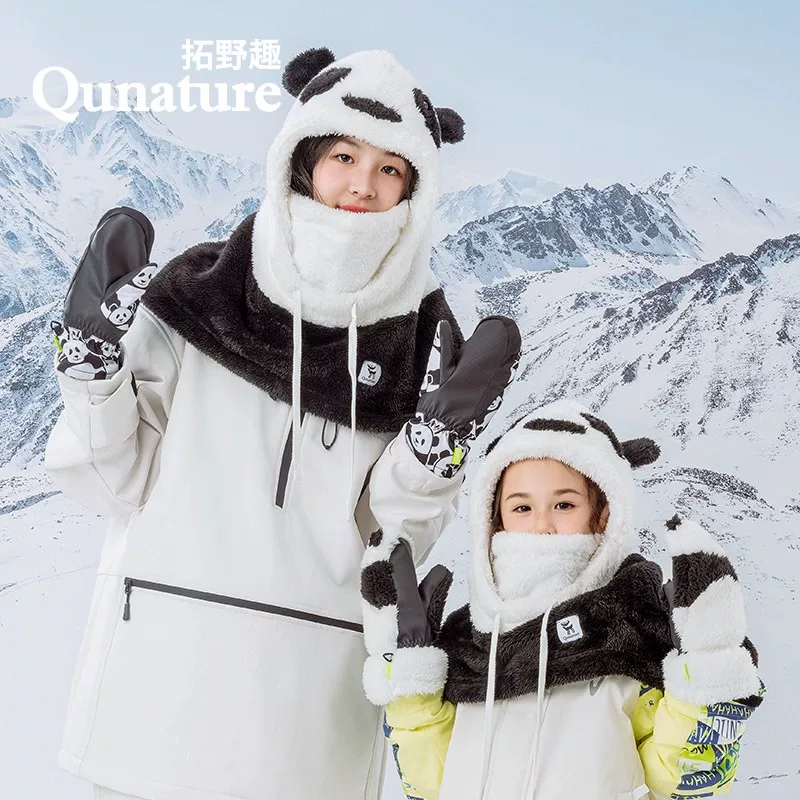 Mũ len giữ ấm Tuoyequ dành cho cha mẹ và con cái, mặt nạ trùm đầu bằng lông cừu cho trẻ em, dùng khi đi xe đạp, mùa thu đông, chống gió, giữ ấm cổ