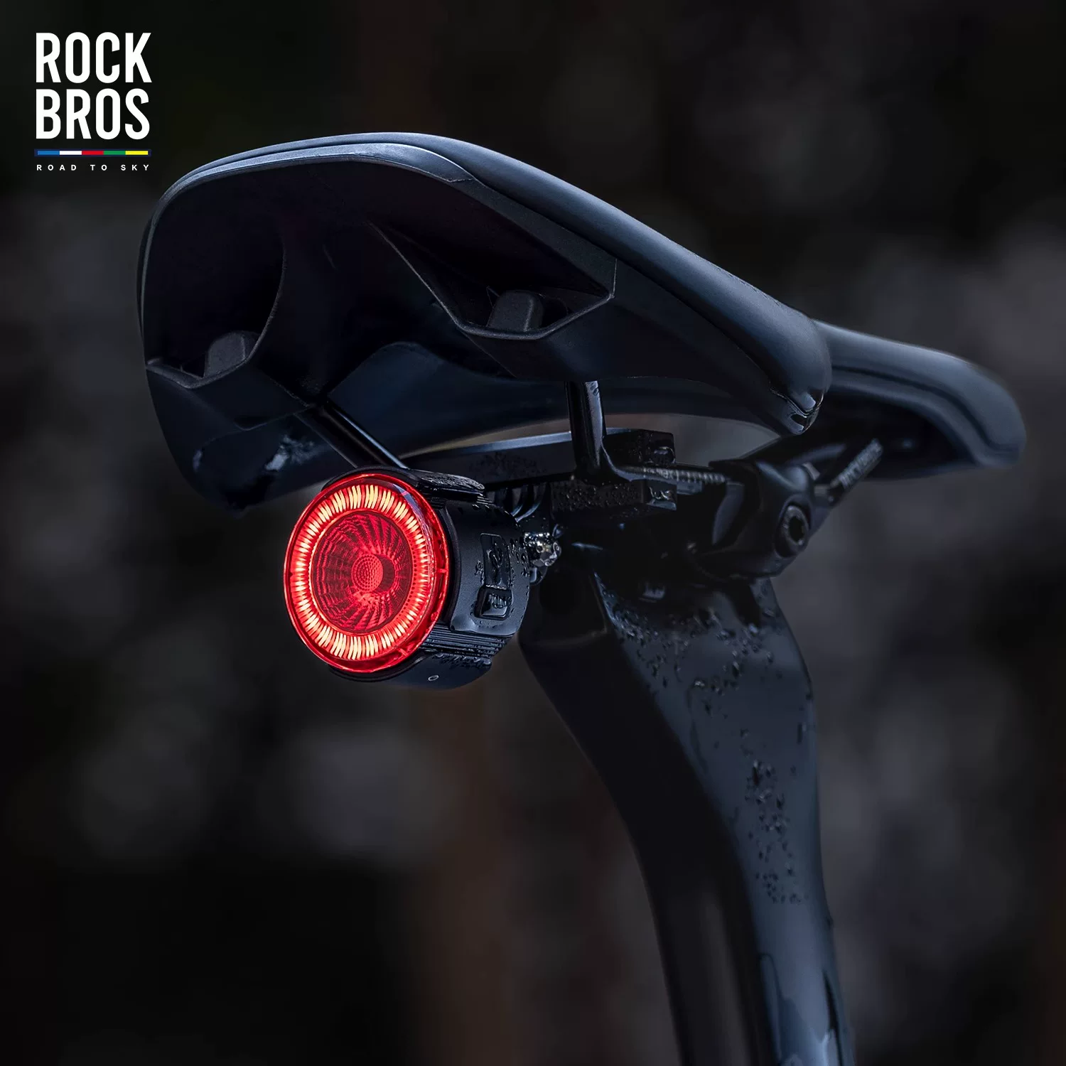 Rock Brothers Sky Road Series Đèn hậu xe đạp đường trường Cảm biến thông minh Phanh xe đạp leo núi Thiết bị đi xe đạp leo núi